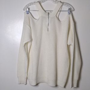 Large Long Sleeve Cut Out Cold Shoulder Sweater